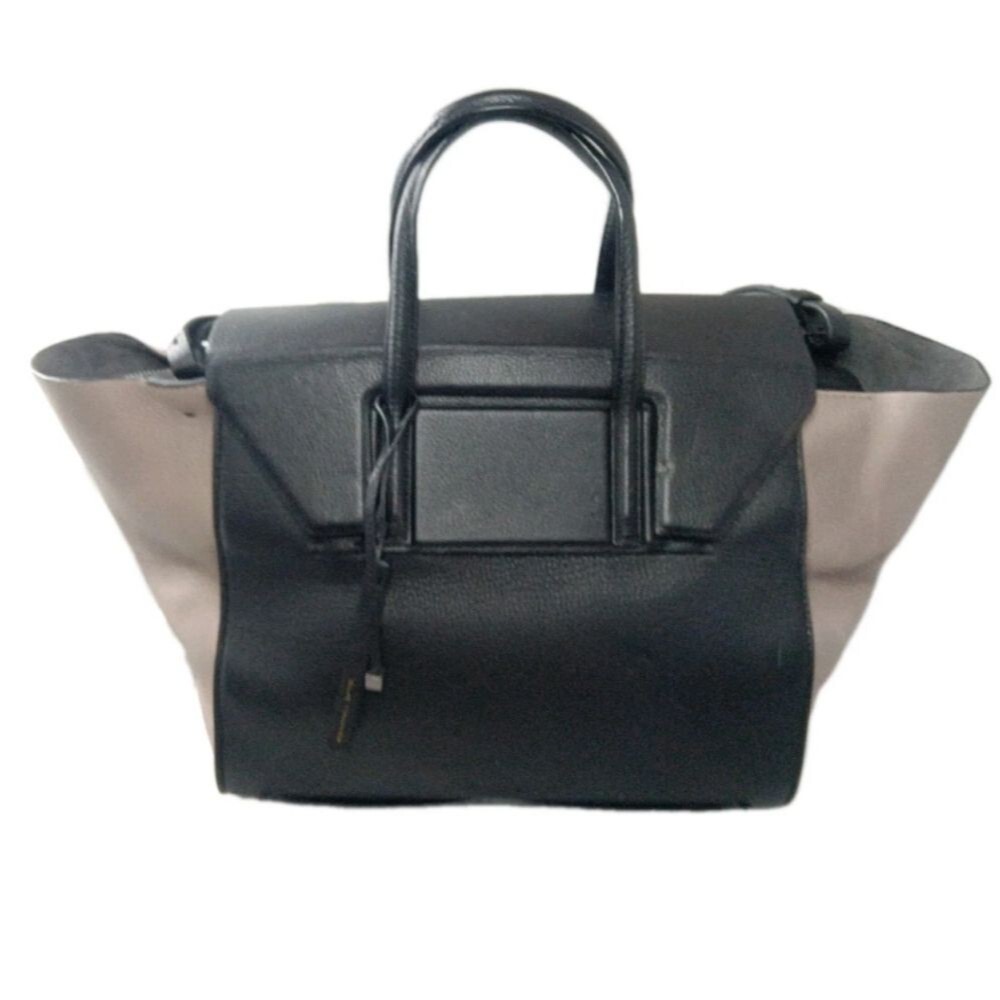 Elie Tahari Large Leather Top Zip Satchel  Shoulder Tote Handbag Black & Brown
